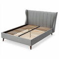 Fabric upholstered bed frame with wooden slats - 200 x 160 x 35cm