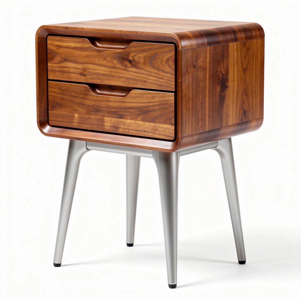 Oak wood nightstand with drawer - 40 x 40 x 55cm