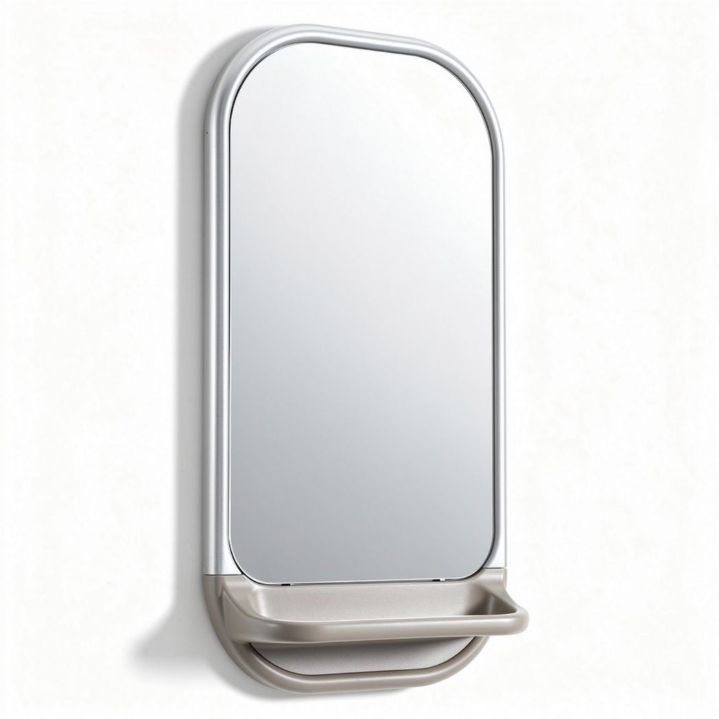 Metal framed wall mirror with shelf for entryway - 40 x 70 x 5cm