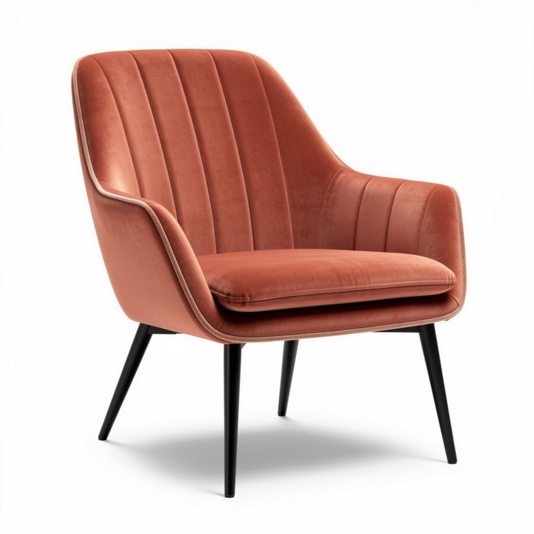 Velvet accent chair for living room, sturdy metal legs, 75 x 75 x 90cm