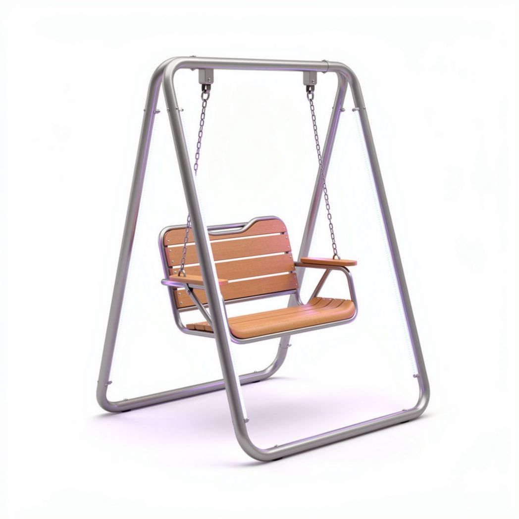 Wooden patio swing chair with metal frame - 200 x 100 x 150cm