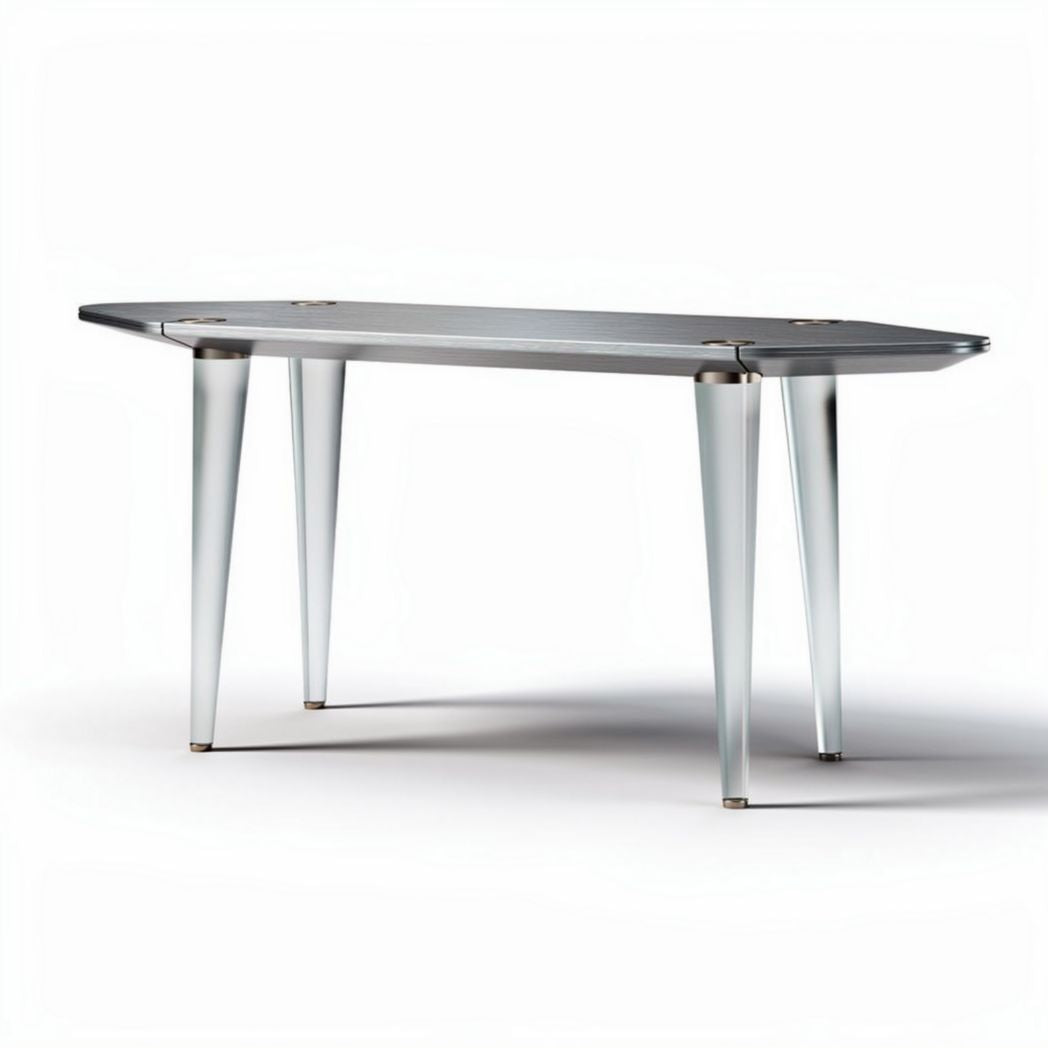 Glass top dining table with chrome legs - 150 x 75 x 75cm