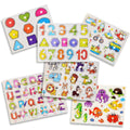 6-Pack Wooden Peg Puzzles Letters, Numbers, Shapes & Animals
