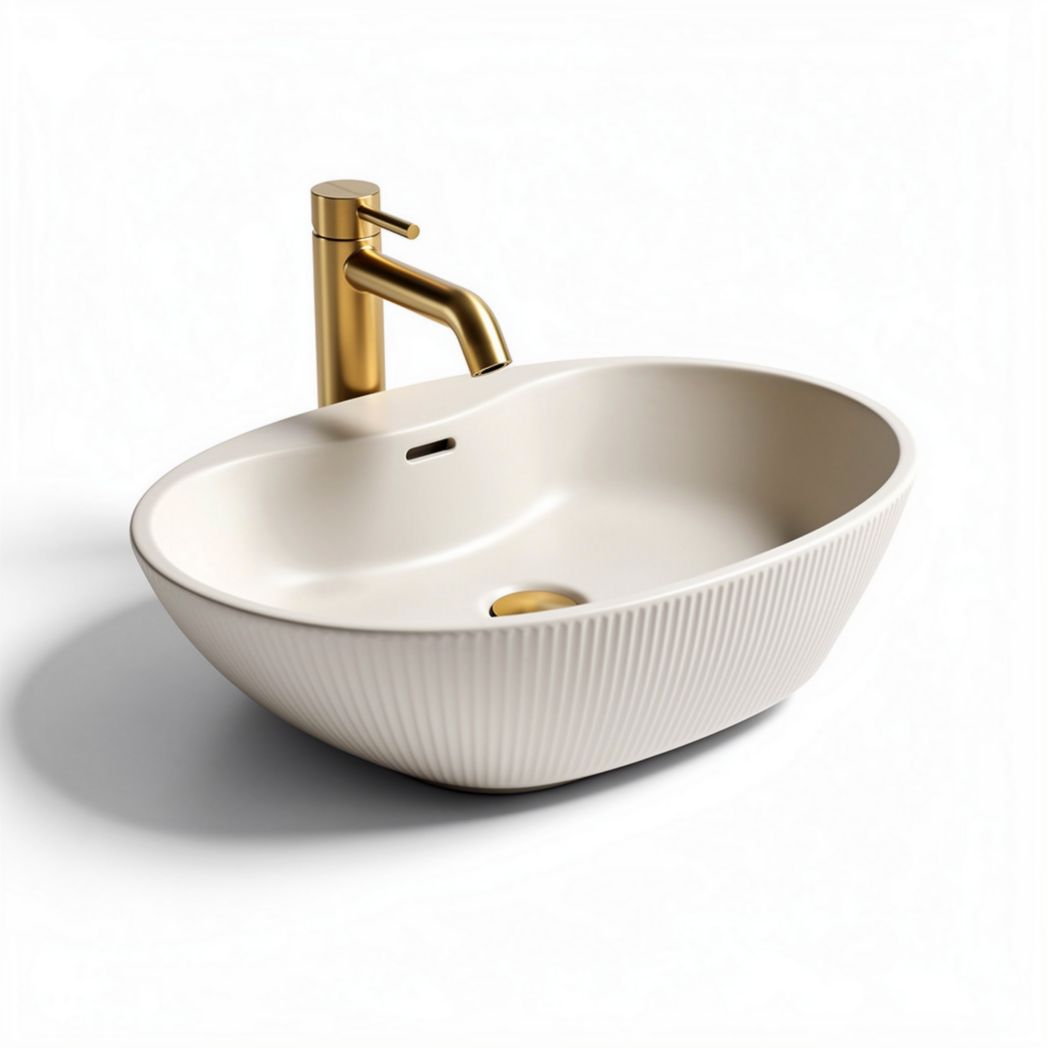 Ceramic vessel sink with modern matte finish - 45 x 35 x 15cm