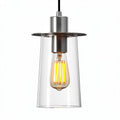 Glass pendant light fixture with a metal finish - 25 x 25 x 30cm