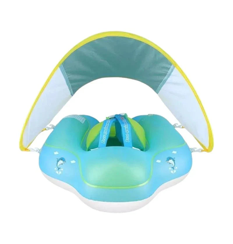 Baby Float with Canopy, Inflatable Pool Ring for 3â€?6 Months, Blue
