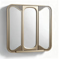 Tri-fold mirror with aluminum frame for bathroom or dressing room - 40 x 5 x 35cm