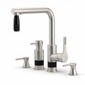 Brushed nickel kitchen faucet set with pull-down sprayer - 25 x 10 x 30cm