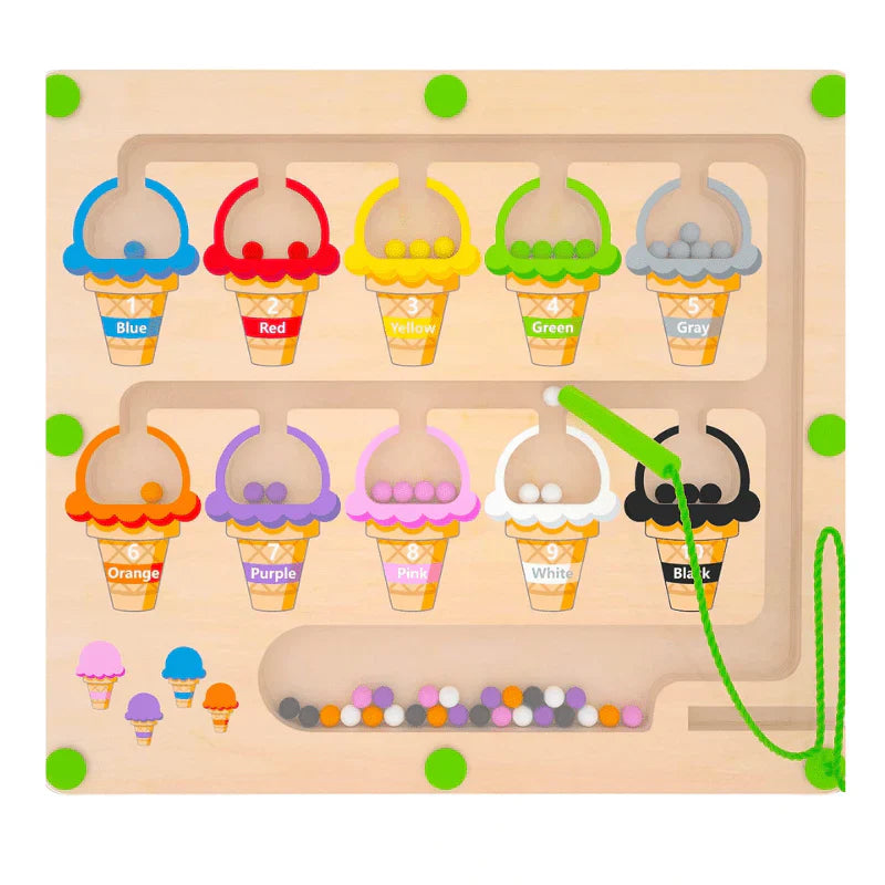 Montessori Magnetic Color & Number Maze Board, Ages 3â€?