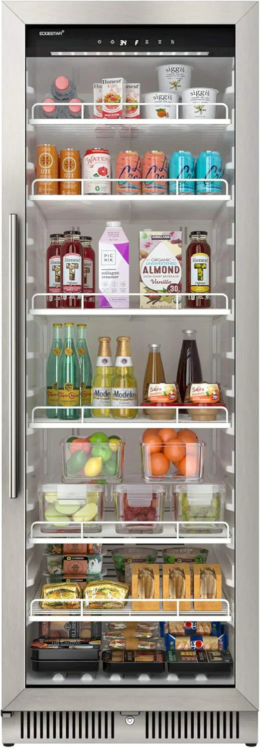 22 Wide 10.1 Cu. Ft. Commercial Beverage Merchandiser â€?Stainless Steel, Temp Alarm, Reversible Door