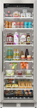 22 Wide 10.1 Cu. Ft. Commercial Beverage Merchandiser â€?Stainless Steel, Temp Alarm, Reversible Door
